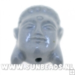 Resin kraal buddha 28mm (grijs)