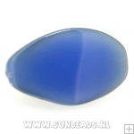 Glaskraal langwerpig 20x12mm luster (kobaltblauw)