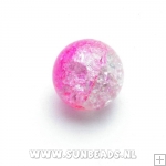 Crackle kraal rond 10mm (roze)