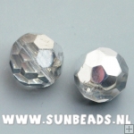 Facet kraal rond 14mm (zilver/crystal)
