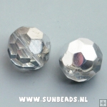 Facet kraal rond 14mm (zilver/crystal)
