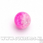 Crackle kraal rond 6mm (roze)