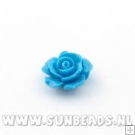 Acryl kraal roosje 15mm blauw
