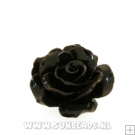 Acryl kraal roosje 18mm zwart