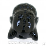 Resin kraal buddha 28mm (zwart)