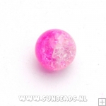 Crackle kraal rond 6mm (roze)