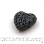 Lava hanger hartje (zwart)